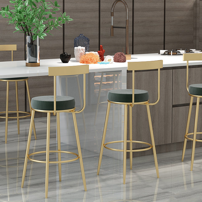 Glam Round Counter Height Stools Grey and Gold Footrest Upholstered Counter Bar Stool