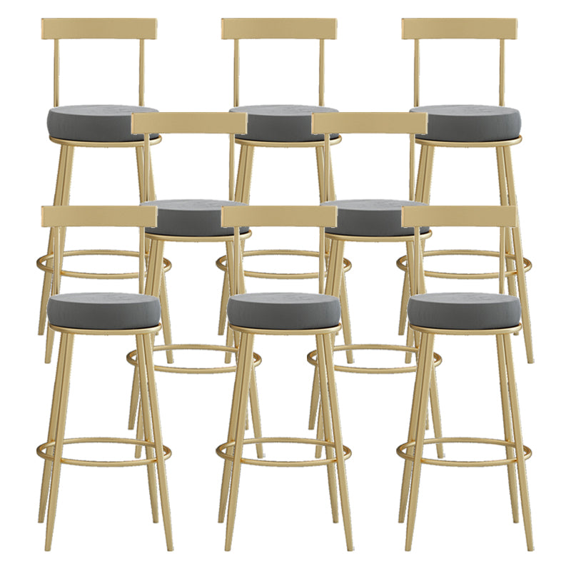 Glam Round Counter Height Stools Grey and Gold Footrest Upholstered Counter Bar Stool