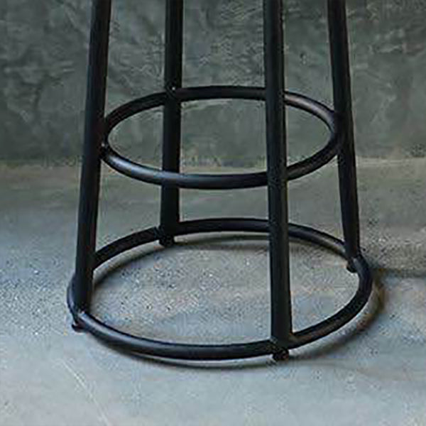 Industrial Round Bar Stools Solid Wood Black Footrest Counter Stool for Shop