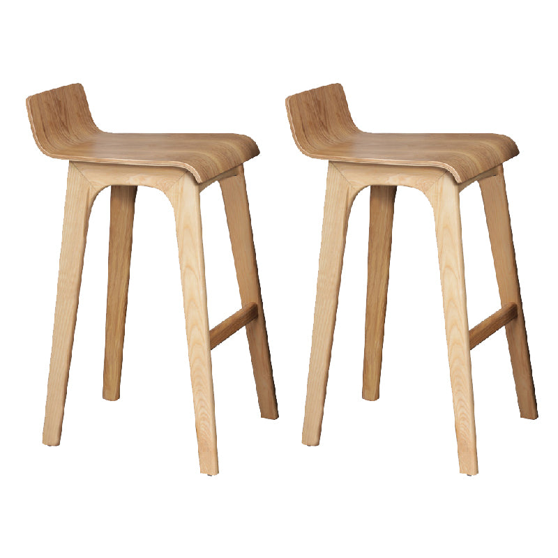 Modern Armless Backrest Counter Stool Wood Bar Stool with Footrest