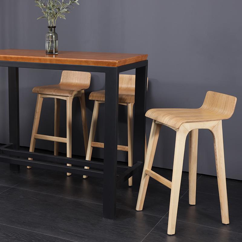 Modern Armless Backrest Counter Stool Wood Bar Stool with Footrest