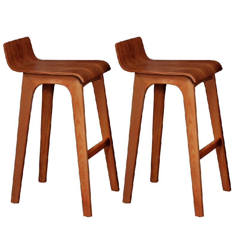 Modern Armless Backrest Counter Stool Wood Bar Stool with Footrest