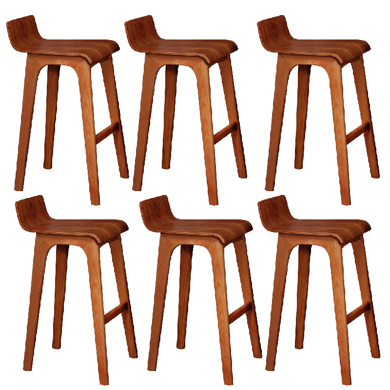 Modern Armless Backrest Counter Stool Wood Bar Stool with Footrest