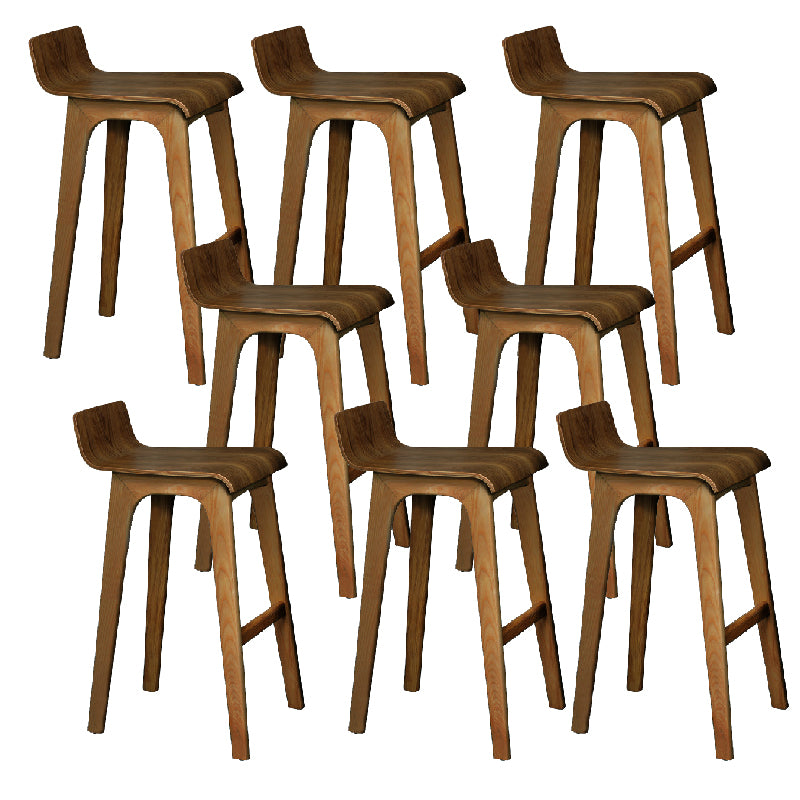 Modern Armless Backrest Counter Stool Wood Bar Stool with Footrest