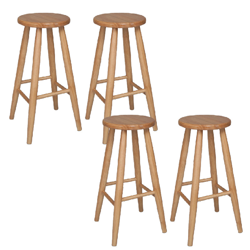 Modern Round Counter Bar Stool Wood Backless Bar Stool with Footrest