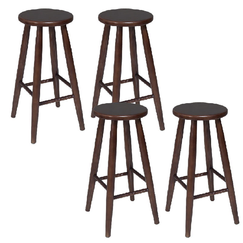 Modern Round Counter Bar Stool Wood Backless Bar Stool with Footrest