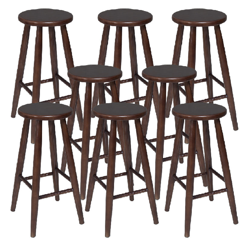 Modern Round Counter Bar Stool Wood Backless Bar Stool with Footrest