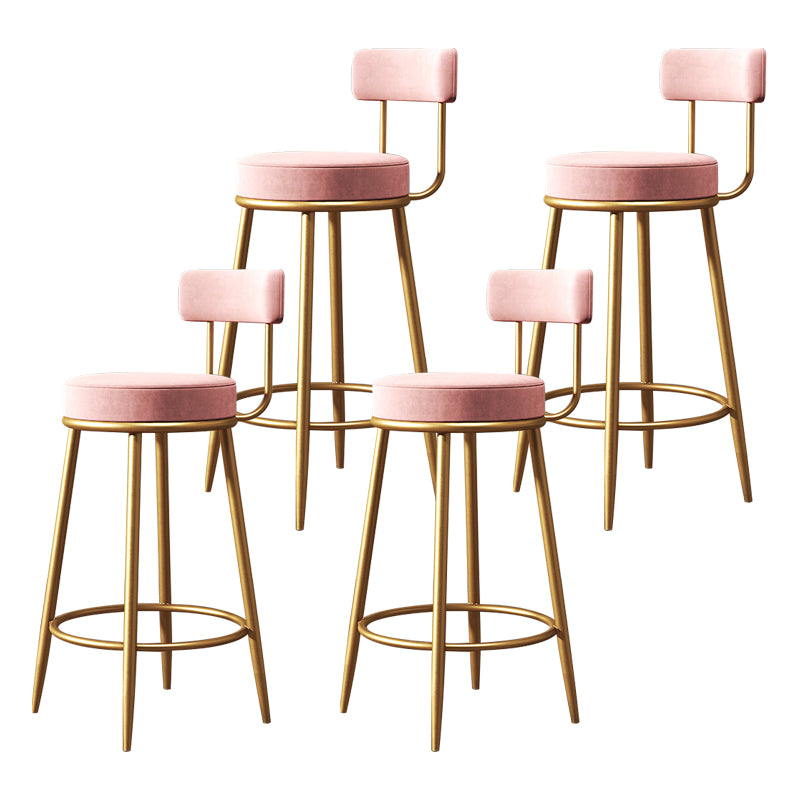 Nordic Backrest Armless Counter Stool Iron Cafe Bar Stool with Pedal and Cushion