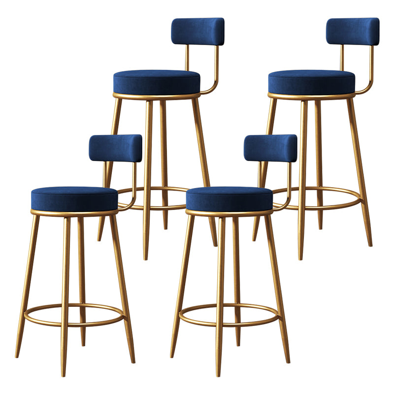 Nordic Backrest Armless Counter Stool Iron Cafe Bar Stool with Pedal and Cushion