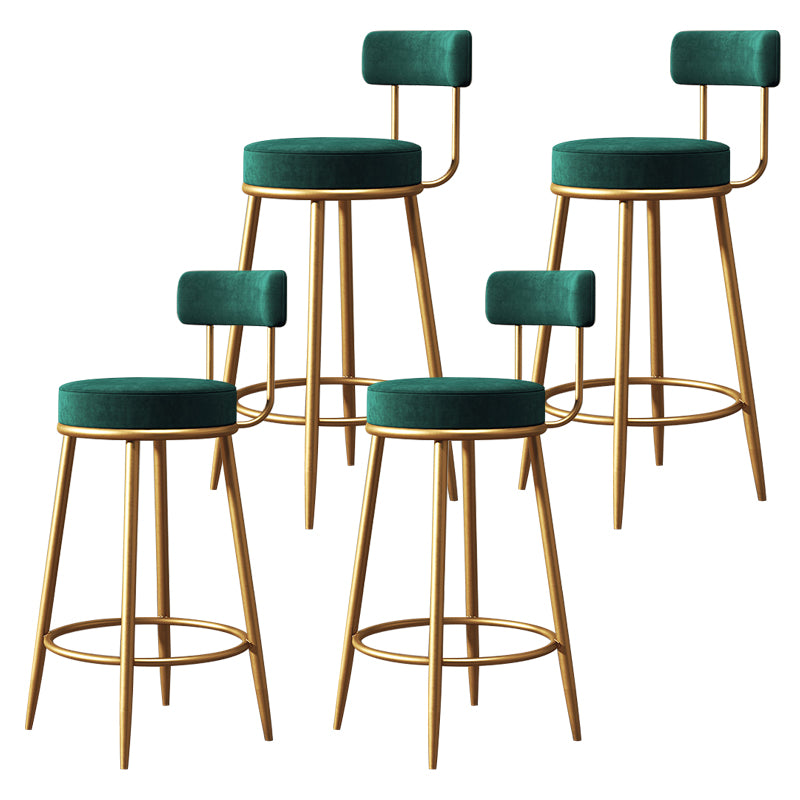 Nordic Backrest Armless Counter Stool Iron Cafe Bar Stool with Pedal and Cushion