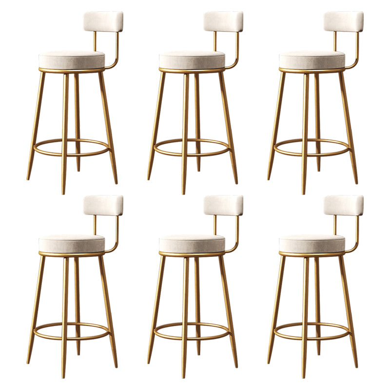 Nordic Backrest Armless Counter Stool Iron Cafe Bar Stool with Pedal and Cushion
