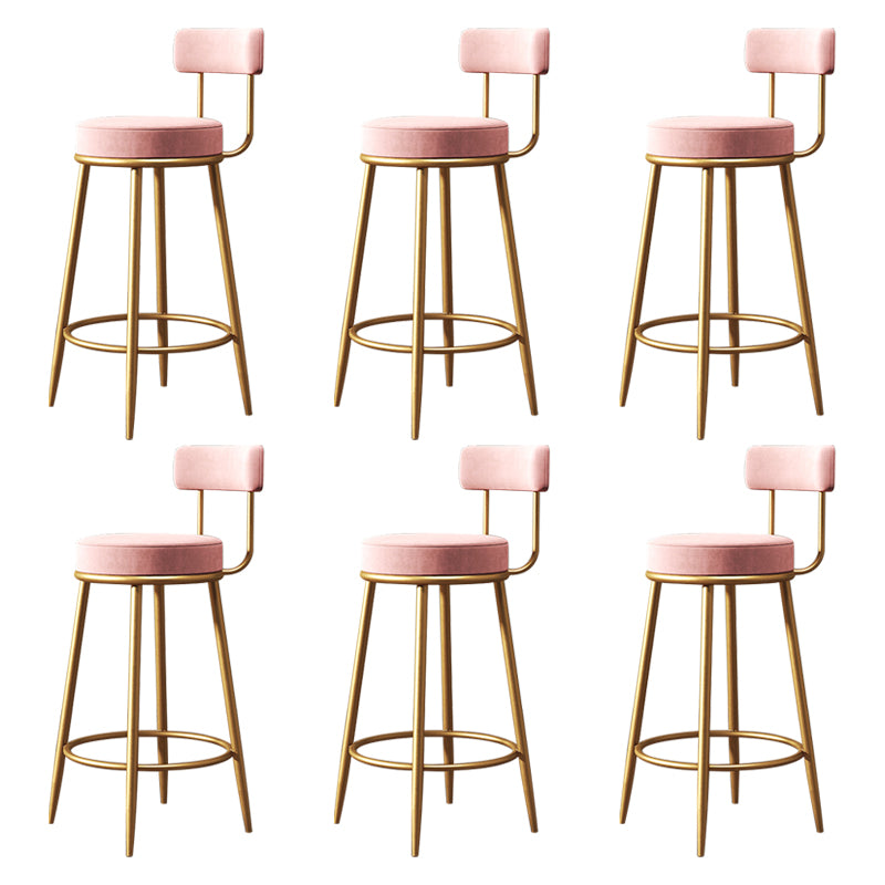 Nordic Backrest Armless Counter Stool Iron Cafe Bar Stool with Pedal and Cushion