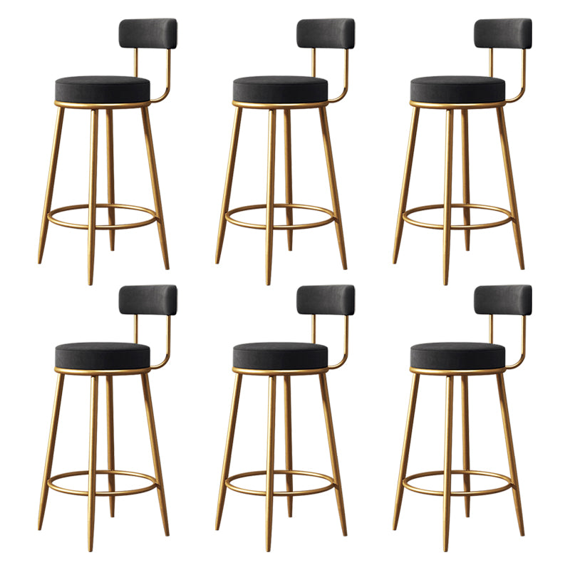 Nordic Backrest Armless Counter Stool Iron Cafe Bar Stool with Pedal and Cushion