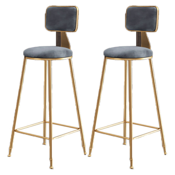 Glam Armless Backrest Counter Stool Iron Dining Room Bar Stool with Cushion