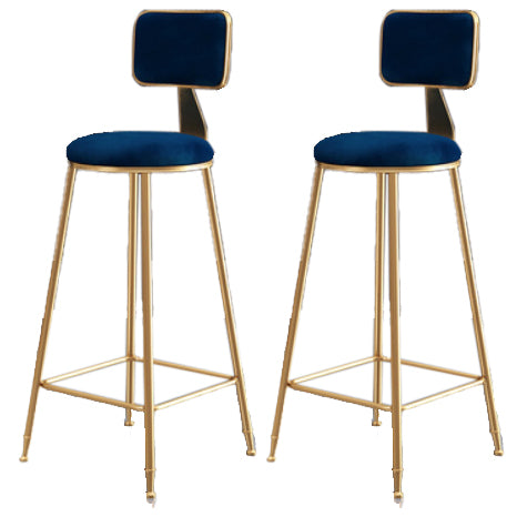 Glam Armless Backrest Counter Stool Iron Dining Room Bar Stool with Cushion
