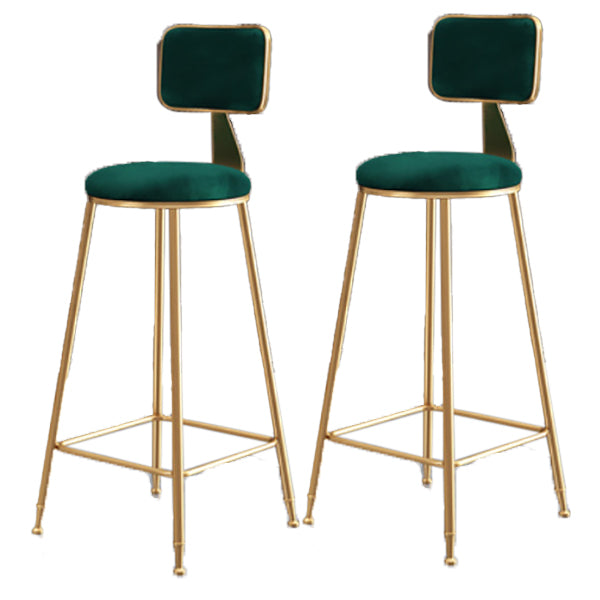 Glam Armless Backrest Counter Stool Iron Dining Room Bar Stool with Cushion