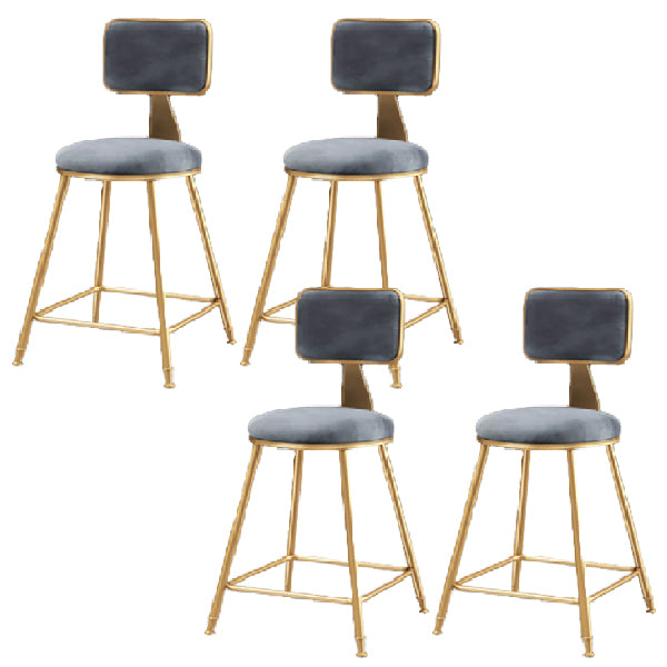 Glam Armless Backrest Counter Stool Iron Dining Room Bar Stool with Cushion