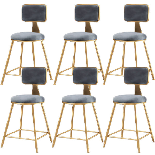 Glam Armless Backrest Counter Stool Iron Dining Room Bar Stool with Cushion