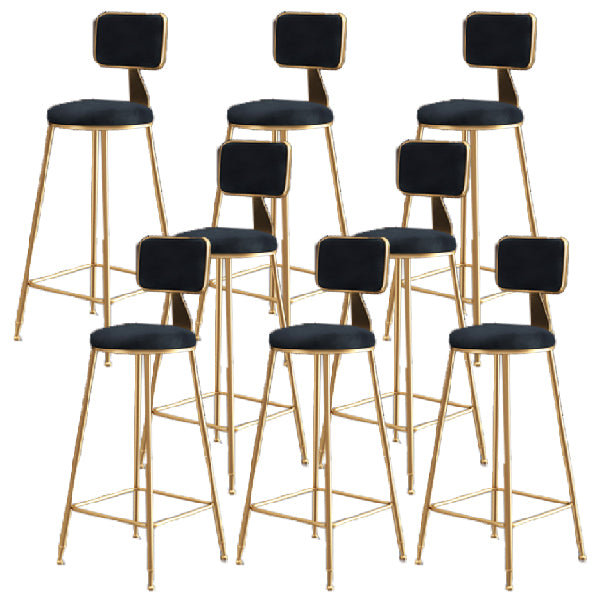 Glam Armless Backrest Counter Stool Iron Dining Room Bar Stool with Cushion