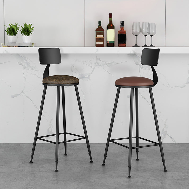 Industrial Armless Backrest Counter Stool Iron Dining Room Bar Stool with Pedal