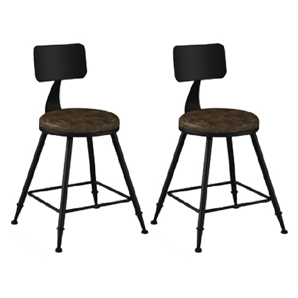 Industrial Armless Backrest Counter Stool Iron Dining Room Bar Stool with Pedal