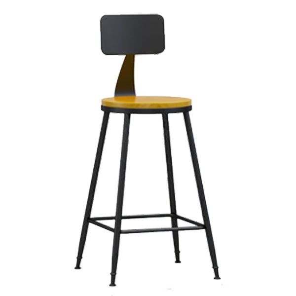 Industrial Armless Backrest Counter Stool Iron Dining Room Bar Stool with Pedal