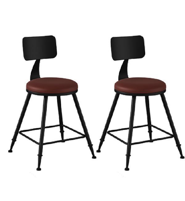 Industrial Armless Backrest Counter Stool Iron Dining Room Bar Stool with Pedal
