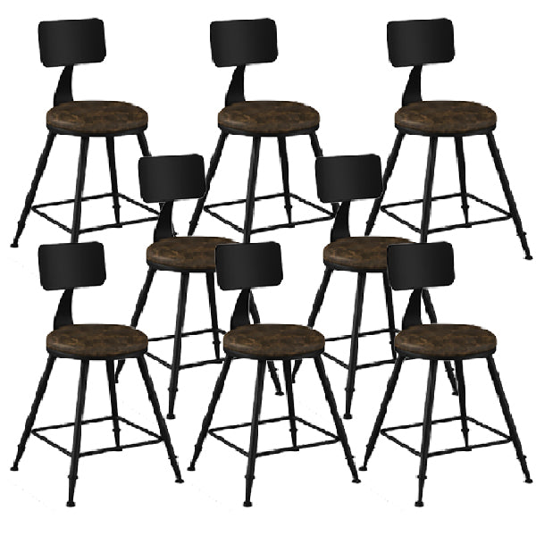 Industrial Armless Backrest Counter Stool Iron Dining Room Bar Stool with Pedal