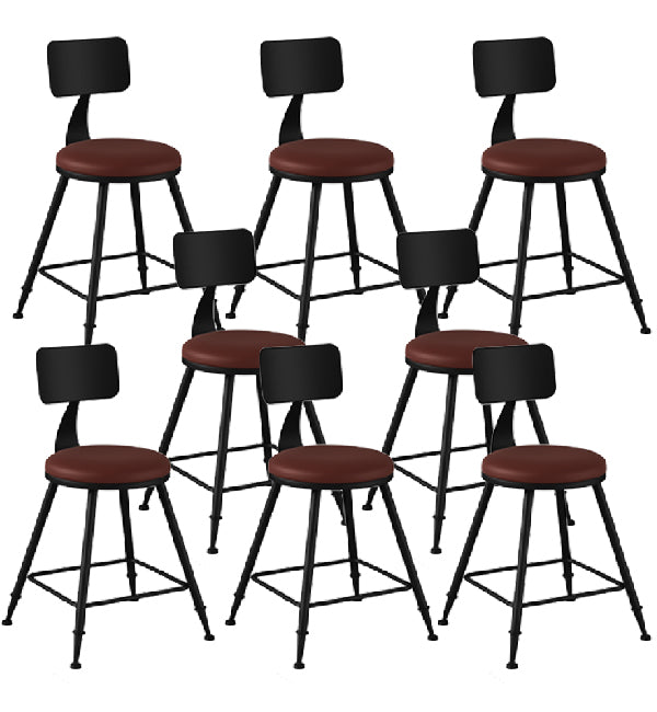 Industrial Armless Backrest Counter Stool Iron Dining Room Bar Stool with Pedal