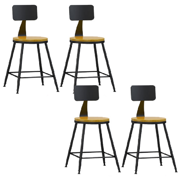 Industrial Armless Backrest Counter Stool Iron Dining Room Bar Stool with Pedal