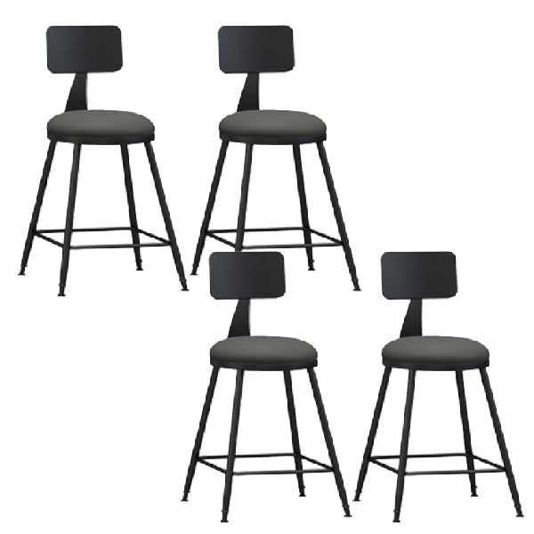 Industrial Armless Backrest Counter Stool Iron Dining Room Bar Stool with Pedal