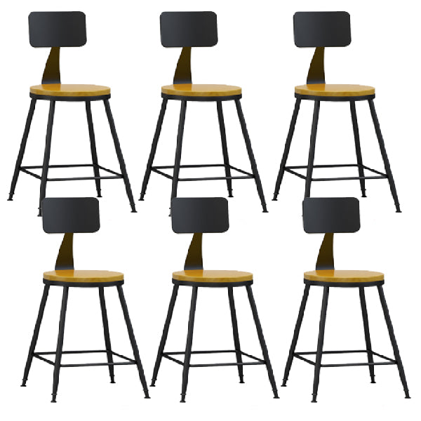 Industrial Armless Backrest Counter Stool Iron Dining Room Bar Stool with Pedal