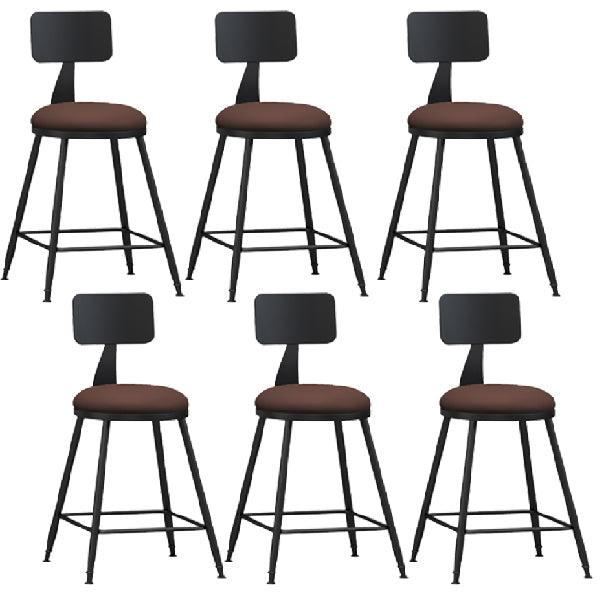 Industrial Armless Backrest Counter Stool Iron Dining Room Bar Stool with Pedal