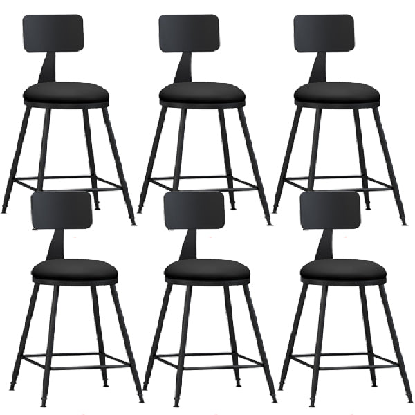 Industrial Armless Backrest Counter Stool Iron Dining Room Bar Stool with Pedal