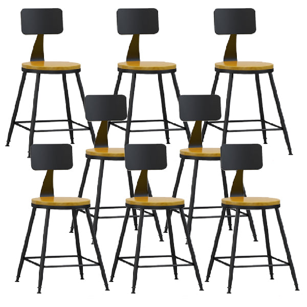 Industrial Armless Backrest Counter Stool Iron Dining Room Bar Stool with Pedal