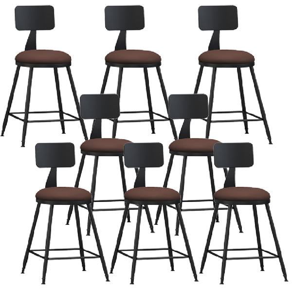 Industrial Armless Backrest Counter Stool Iron Dining Room Bar Stool with Pedal