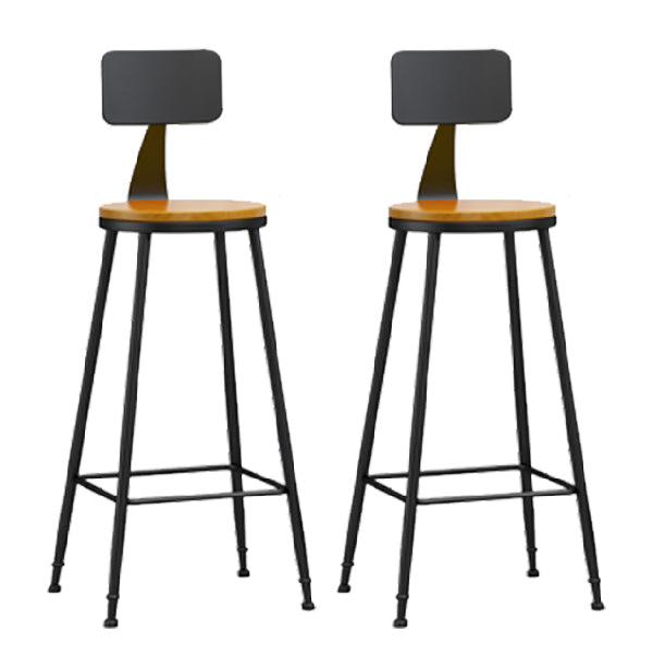 Industrial Armless Backrest Counter Stool Iron Dining Room Bar Stool with Pedal