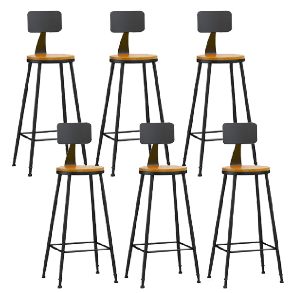 Industrial Armless Backrest Counter Stool Iron Dining Room Bar Stool with Pedal