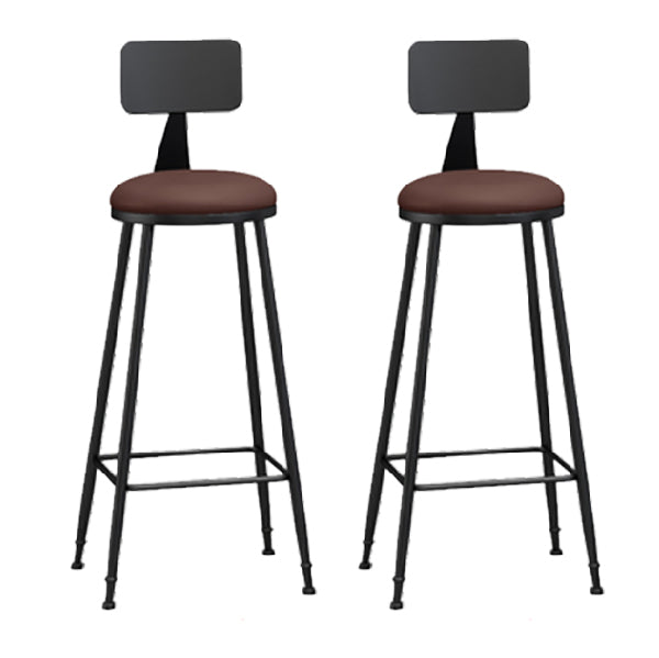 Industrial Armless Backrest Counter Stool Iron Dining Room Bar Stool with Pedal