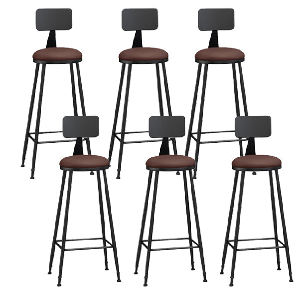 Industrial Armless Backrest Counter Stool Iron Dining Room Bar Stool with Pedal