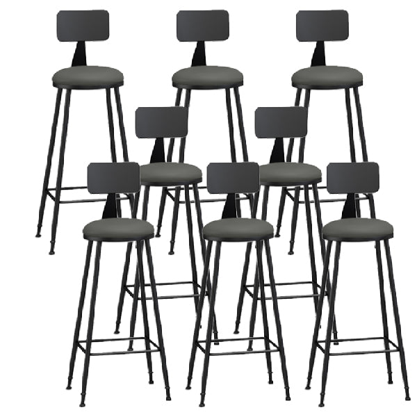 Industrial Armless Backrest Counter Stool Iron Dining Room Bar Stool with Pedal