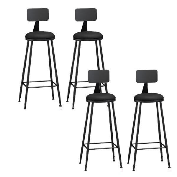 Industrial Armless Backrest Counter Stool Iron Dining Room Bar Stool with Pedal