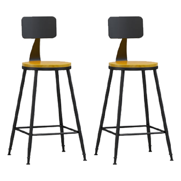 Industrial Armless Backrest Counter Stool Iron Dining Room Bar Stool with Pedal