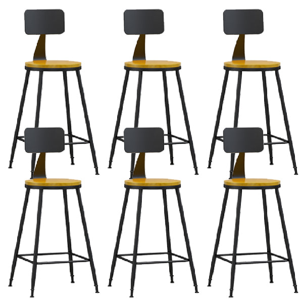 Industrial Armless Backrest Counter Stool Iron Dining Room Bar Stool with Pedal