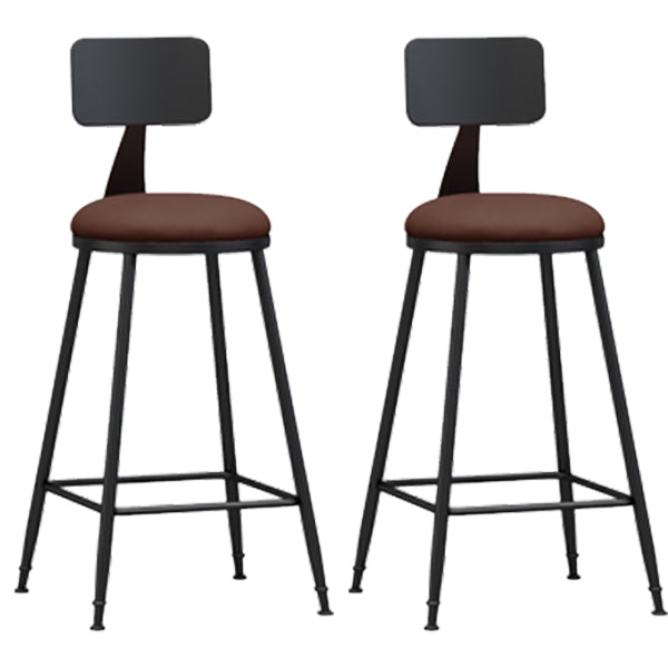 Industrial Armless Backrest Counter Stool Iron Dining Room Bar Stool with Pedal