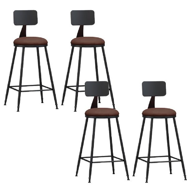 Industrial Armless Backrest Counter Stool Iron Dining Room Bar Stool with Pedal