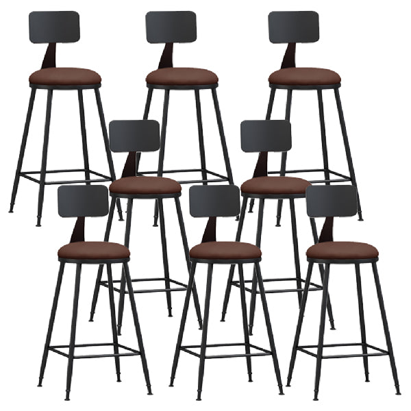 Industrial Armless Backrest Counter Stool Iron Dining Room Bar Stool with Pedal