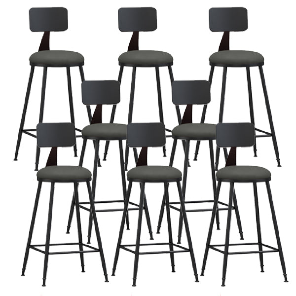 Industrial Armless Backrest Counter Stool Iron Dining Room Bar Stool with Pedal