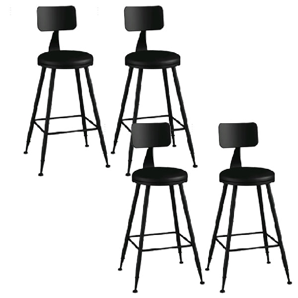 Industrial Armless Backrest Counter Stool Iron Dining Room Bar Stool with Pedal