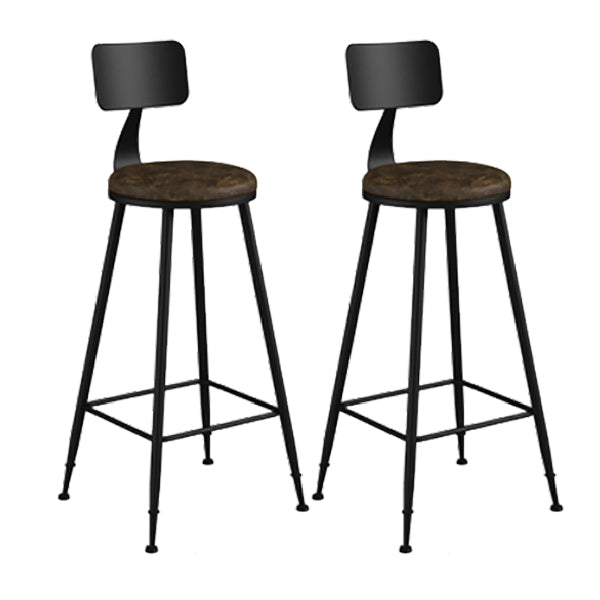 Industrial Armless Backrest Counter Stool Iron Dining Room Bar Stool with Pedal